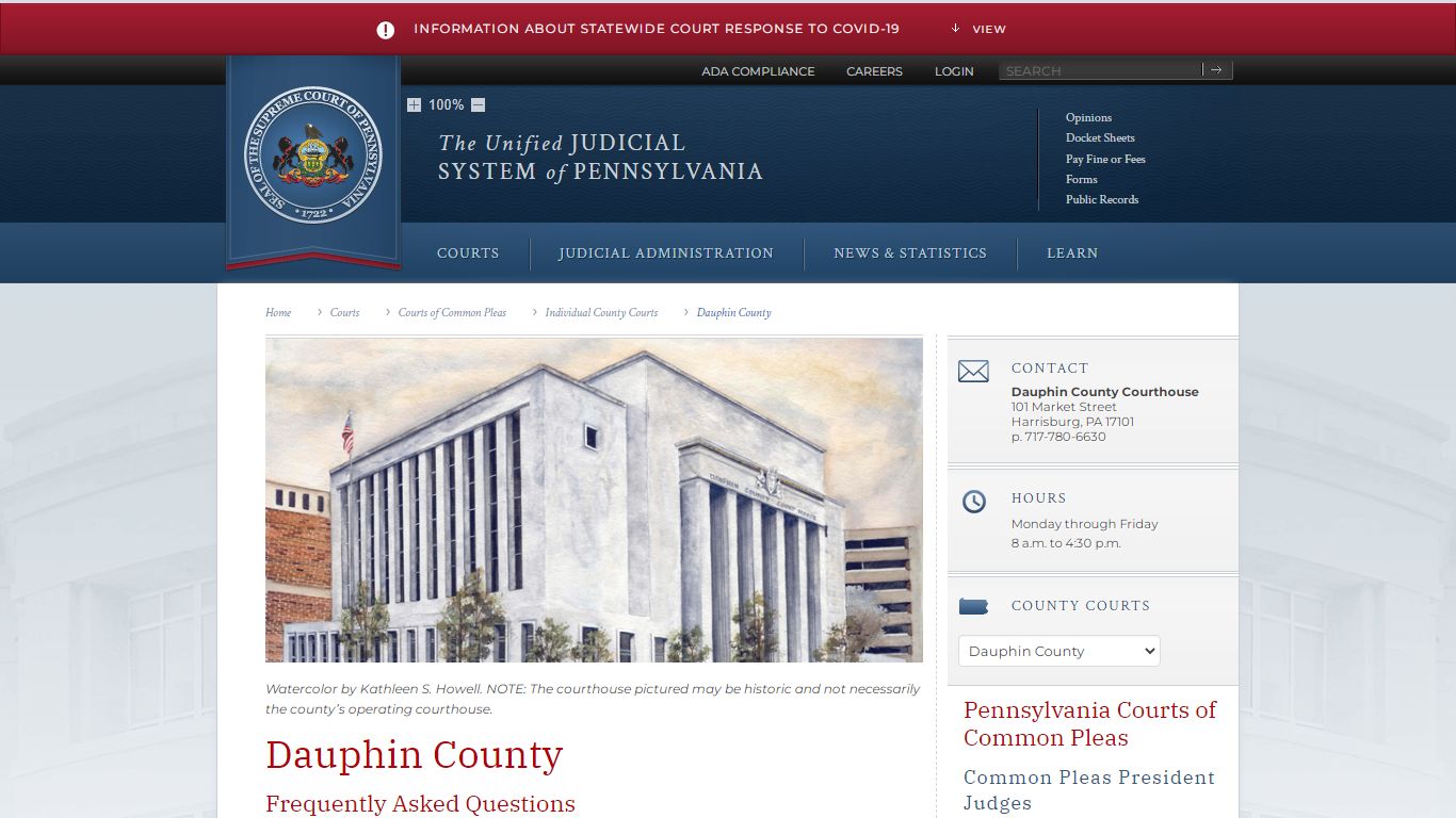 Dauphin County | Individual County Courts - Judiciary of Pennsylvania