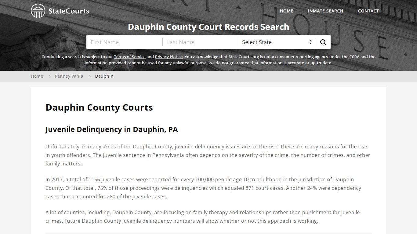 Dauphin County, PA Courts - Records & Cases - StateCourts